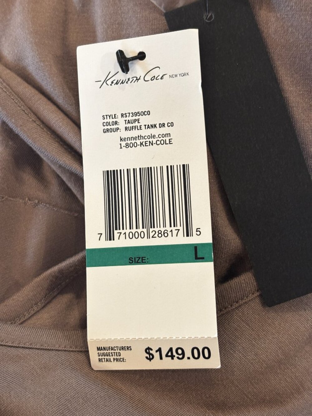 Kenneth Cole Taupe Ruffle Dress Large NWT - Picture 7 of 10